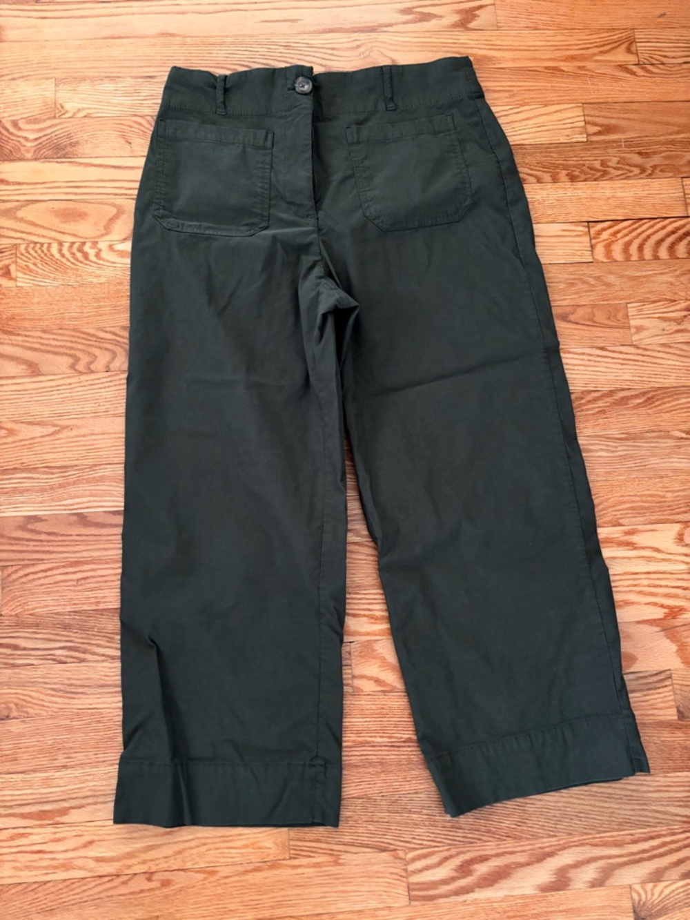 Hilary Radley Dark Green Cropped Wide-Leg Pants